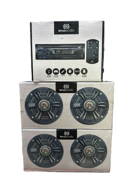 COMBO RADIO CD EKO AUDIO Y 4 BOCINAS 6.5"