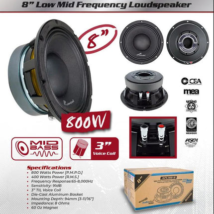 AUDIOPIPE 8" APLMB-8 800W